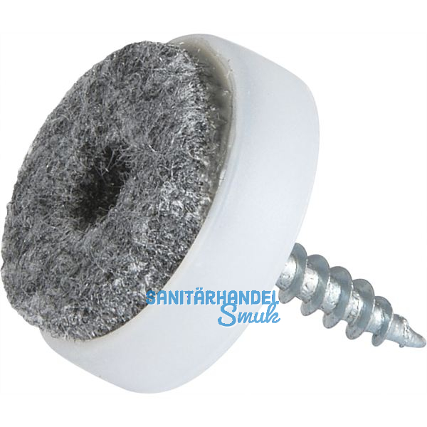 Schraubgleiter mit Filz und Holzschraube rund, �20, wei�