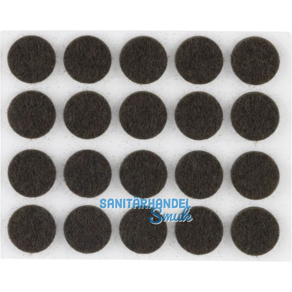 Filzgleiter rund, 17, Materialst�rke 3 mm, selbstklebend, braun, Inhalt 20