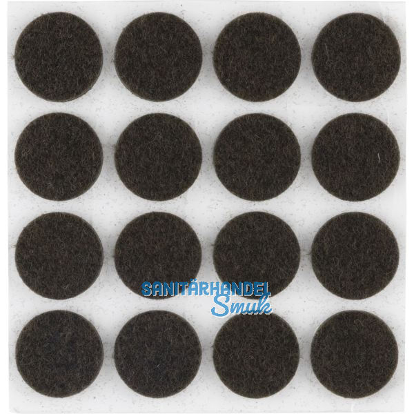 Filzgleiter rund, 22, Materialst�rke 3 mm, selbstklebend, braun, Inhalt 16