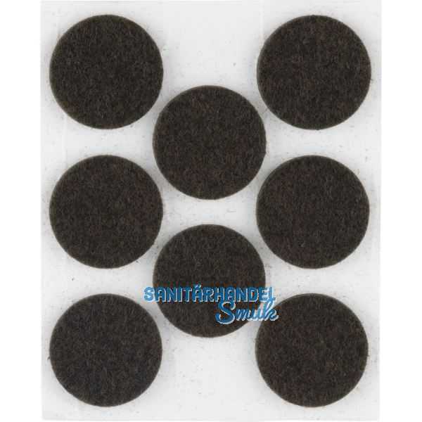 Filzgleiter rund, 28, Materialst�rke 3 mm, selbstklebend, braun, Inhalt 8