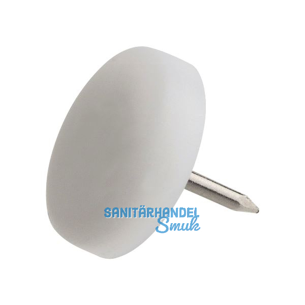 Nagelgleiter mit Einschlagstift, rund, �15, Kunststoff wei�