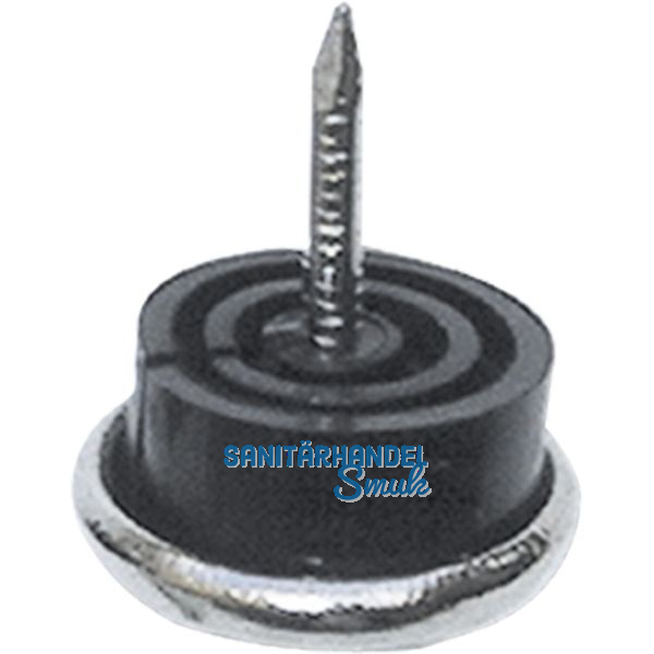 Nagelgleiter mit Stahlkappe und Einschlagstift 1, rund, �23, FE vernickelt