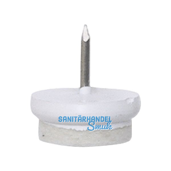 Nagelgleiter mit Filzauflage und Einschlagstift, rund, �24, KS wei�