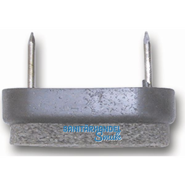 Nagelgleiter mit Filzauflage und 2 Einschlagstiften, oval, 38x18, KS grau