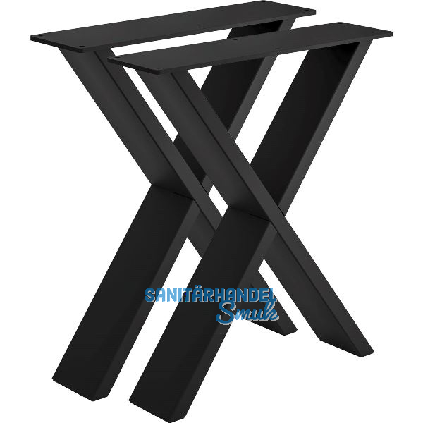 Bankkufe Etsi X-Form, Breite 380 mm, Stahl schwarz strukturiert