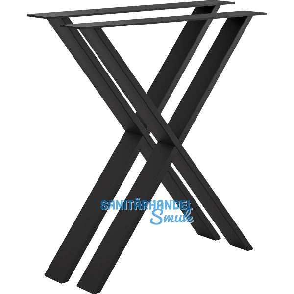 Tischkufe Etsi X-Form, Breite 700 mm, Stahl schwarz strukturiert