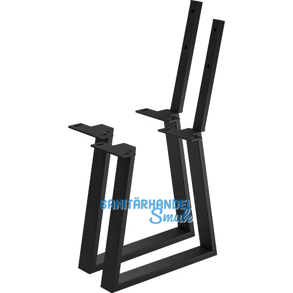 Bankkufe Etsi Trapez mit Lehne, Breite 480 mm, Stahl schwarz strukturiert