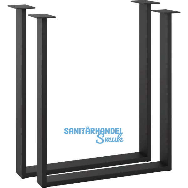 Tischkufe Etsi U-Form, Breite 600 mm, Gummiauflagen, Stahl schwarz strukturiert