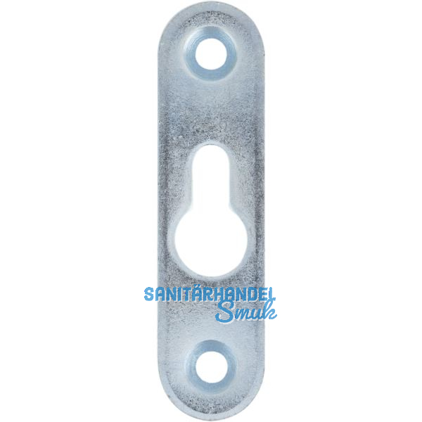 Linsen-Bettbeschlagplatte, 70 x 18 x 3 mm, 1 Schl�sselloch, Stahl verzinkt