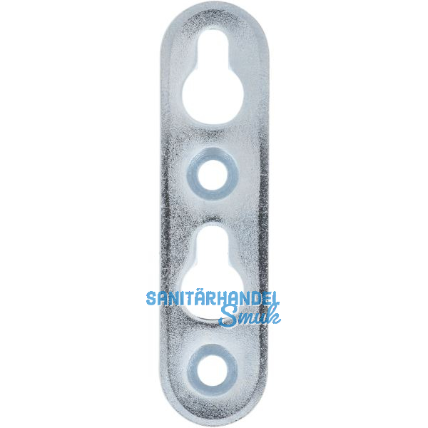 Linsen-Bettbeschlagplatte, 70 x 18 x 3 mm, 2 Schl�ssell�cher, Stahl verzinkt