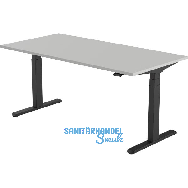 B�rotisch Evo, elektrisch verstellbar, schwarz, Platte 1600x800 hellgrau