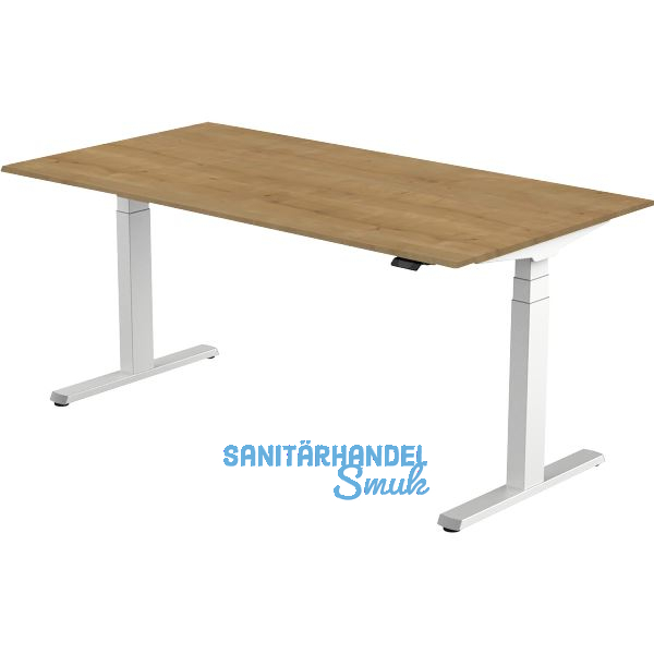 B�rotisch Evo, elektrisch verstellbar, alufarbig, Platte 1800x800 Eiche Natur