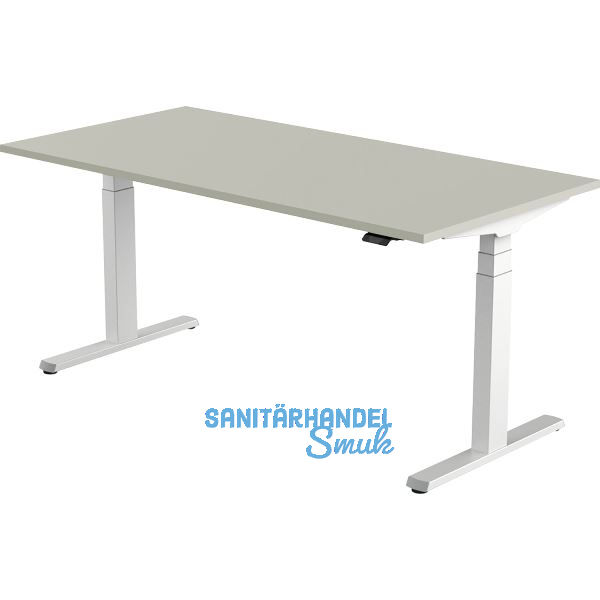 B�rotisch Amica, elektrisch verstellbar, alufarbig, Platte 1400x800 hellgrau