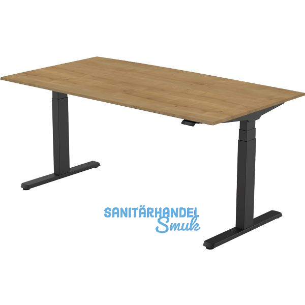 B�rotisch Amica, elektrisch verstellbar, schwarz, Platte 1800x800 Eiche Natur