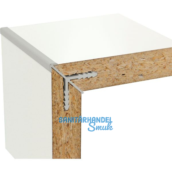 ALUMIS Korpus-Eckverbinderprofil 5000 mm f�r Holzst�rke 19 mm, Edelstahl Effekt