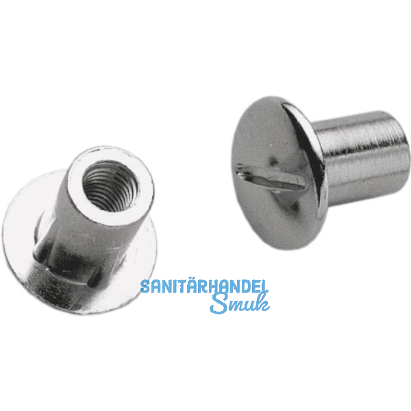 H�lsenmutter, M5 ohne Rille, L�nge 11, Zink vernickelt