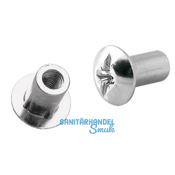 H�lsenmutter M6 mit Rille, L�nge 31, Stahl vernickelt