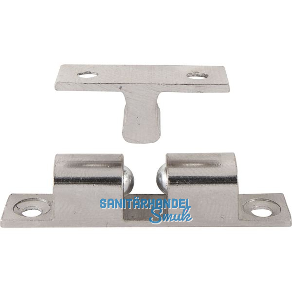 Doppelkugelschnapper, 8 x 43 mm, Messing vernickelt