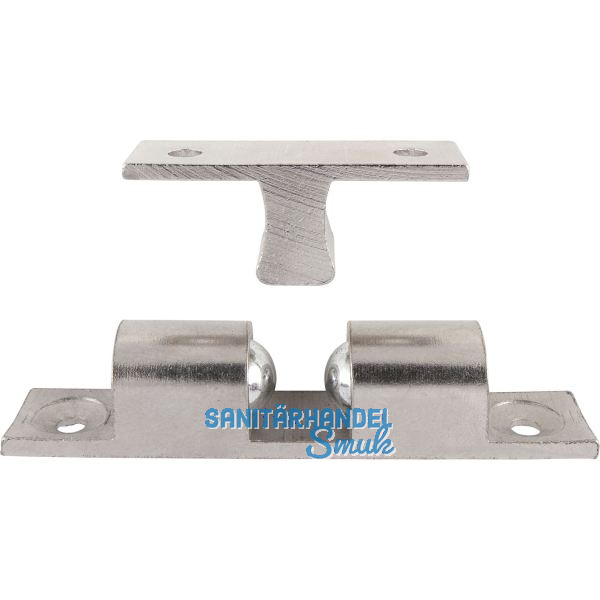 Doppelkugelschnapper, 13 x 70 mm, Messing vernickelt