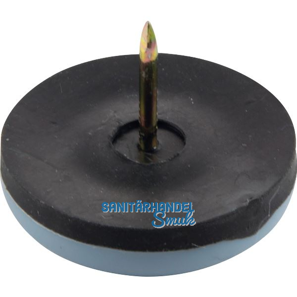 Teflongleiter mit Nagel rund, � 22 mm, H�he 8 mm, graublau