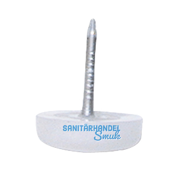 Nagelgleiter mit Einschlagstift, rund, �19, Kunststoff wei�