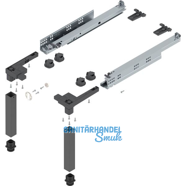 BLUM Sockelbeschlag SPACE STEP Set, NL 410 mm, Kunststoff/Stahl oriongrau matt