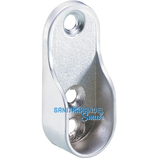 Schrankrohrlager Oval 1 f�r Schrankrohr, 3 Schraubl�cher, Zink alufarbig