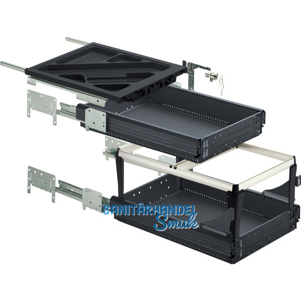HETTICH Systema Top 2000 Container-Set Sil Sys,Voll-/�berauszug,ET 730,schw.