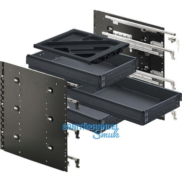 HETTICH Systema Top 2000 Schnellmontage-Set Sil Sys, Vollauszug, ET 730, schw.