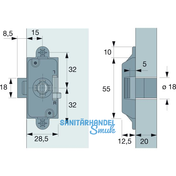 HETTICH PRESTIGE 2000 Zylinder-Kastenschloss Z23, Dornma� 15, �18, vernickelt