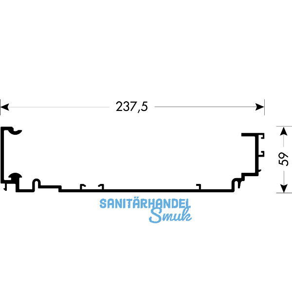 CINETTO PS40 Laufschiene oben ungelocht auf Ma�, Aluminium natur eloxiert