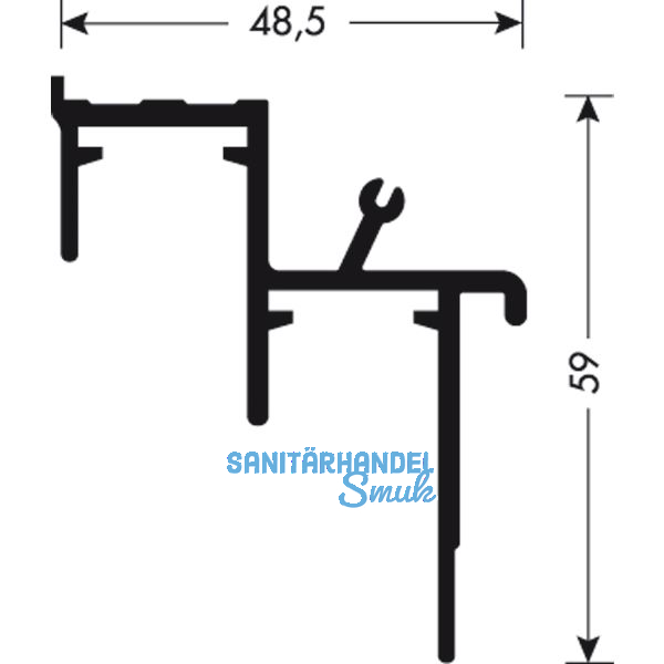 CINETTO PS06/PS11/PS48 Doppelf�hrungsschiene 6100 mm auf Ma�, Aluminium eloxiert