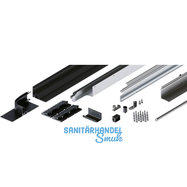 HAWA Folding Concepta III Schienen-Set 3-trg. links, Alu schwarz eloxiert