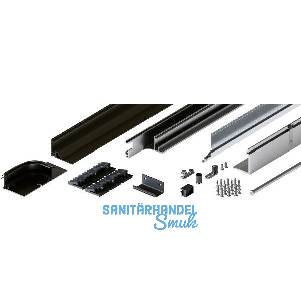 HAWA Folding Concepta III Schienen-Set 3-trg. rechts, Alu schwarz eloxiert