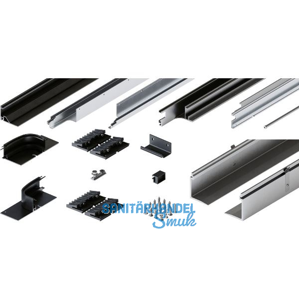 HAWA Folding Concepta III Schienen-Set 4-trg., Alu schwarz eloxiert