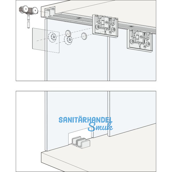 HAWA Clipo 16 GS IS Beschl�gegarnitur Innenfront geschraubt, 2 t�rig