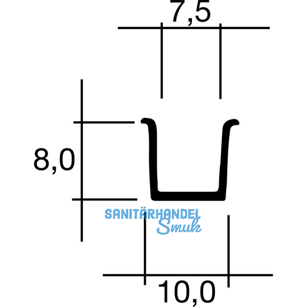 Standard F�hrungsprofil zum Einlassen, L�nge 1400 mm, Kunststoff transparent