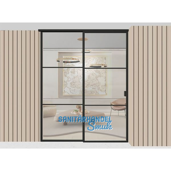 ARLU DIVINA� Festverglasung mit Schiebet�r rechts 2600 x 2000 mm, schwarz