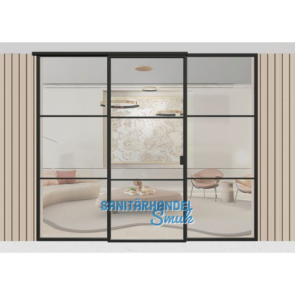 ARLU DIVINA� Festverglasung mit Schiebet�r mittig 2600 x 3000 mm, schwarz