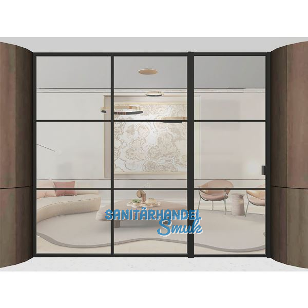 ARLU DIVINA� Festverglasung mit Schiebet�r rechts 2600 x 3000 mm, schwarz