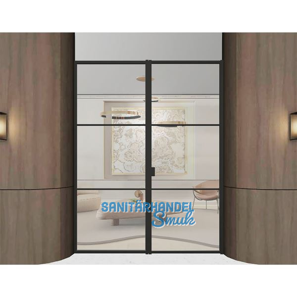 ARLU DIVINA� Festverglasung mit Dreht�r rechts 2600 x 2000 mm, schwarz