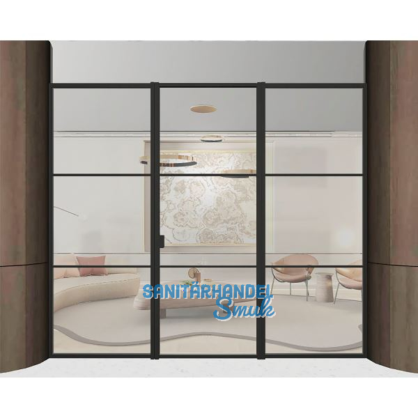 ARLU DIVINA� Festverglasung mit Dreht�r mittig 2600 x 3000 mm, schwarz