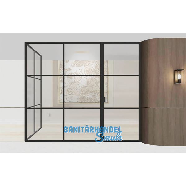 ARLU DIVINA� Eckaufstellung mit Dreht�r rechts, 2600 x 3000/2000 mm, schwarz