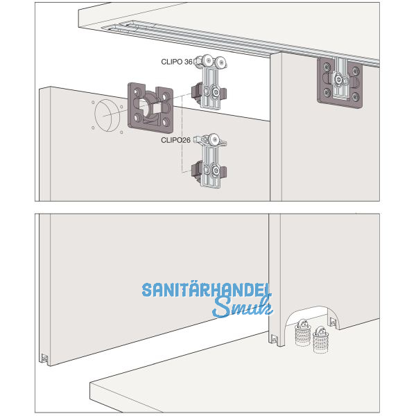 HAWA Clipo 26 H IS Schiebet�rbeschlag Innenfront, 2-t�rig