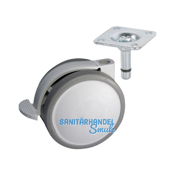 D�RNER + HELMER Doppel-Lenkrolle Design Top 62 mm 40 kg Feststeller