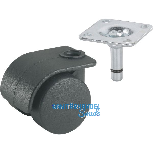 D�RNER + HELMER Doppel-Lenkrolle Container Kunststoff-Rad schwarz 35 mm 70 kg