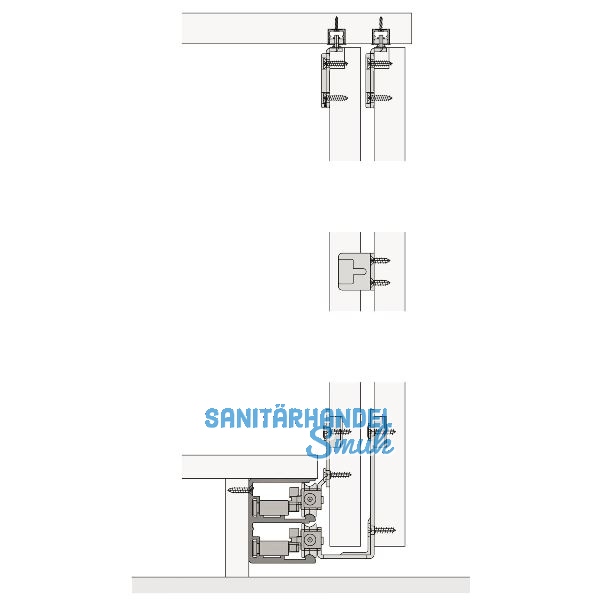 HAWA Combino 50 H MS - Beschl�gegarnitur 1400 x 2600 x 25, 3 t�rig, Stahl