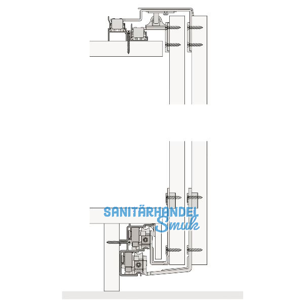 HAWA Combino 65 H FS Beschl�gegarnitur 1400 x 2600, 3 t�rig untenlaufend