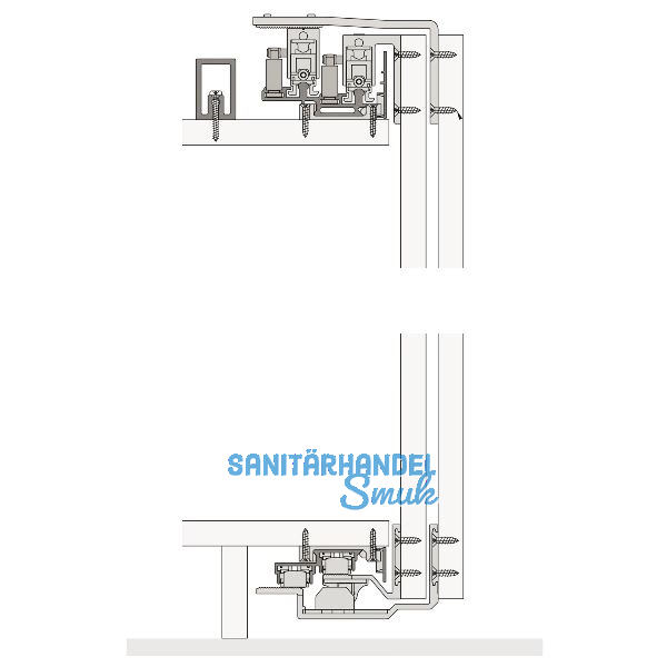 HAWA Combino 65 H FS Beschl�gegarnitur 1400 x 2600, 2 t�rig obenlaufend
