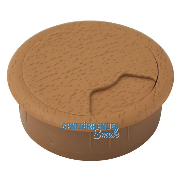 CONFURN Kabeldurchgang rund, Einbau � 60 mm, Kunststoff Buche